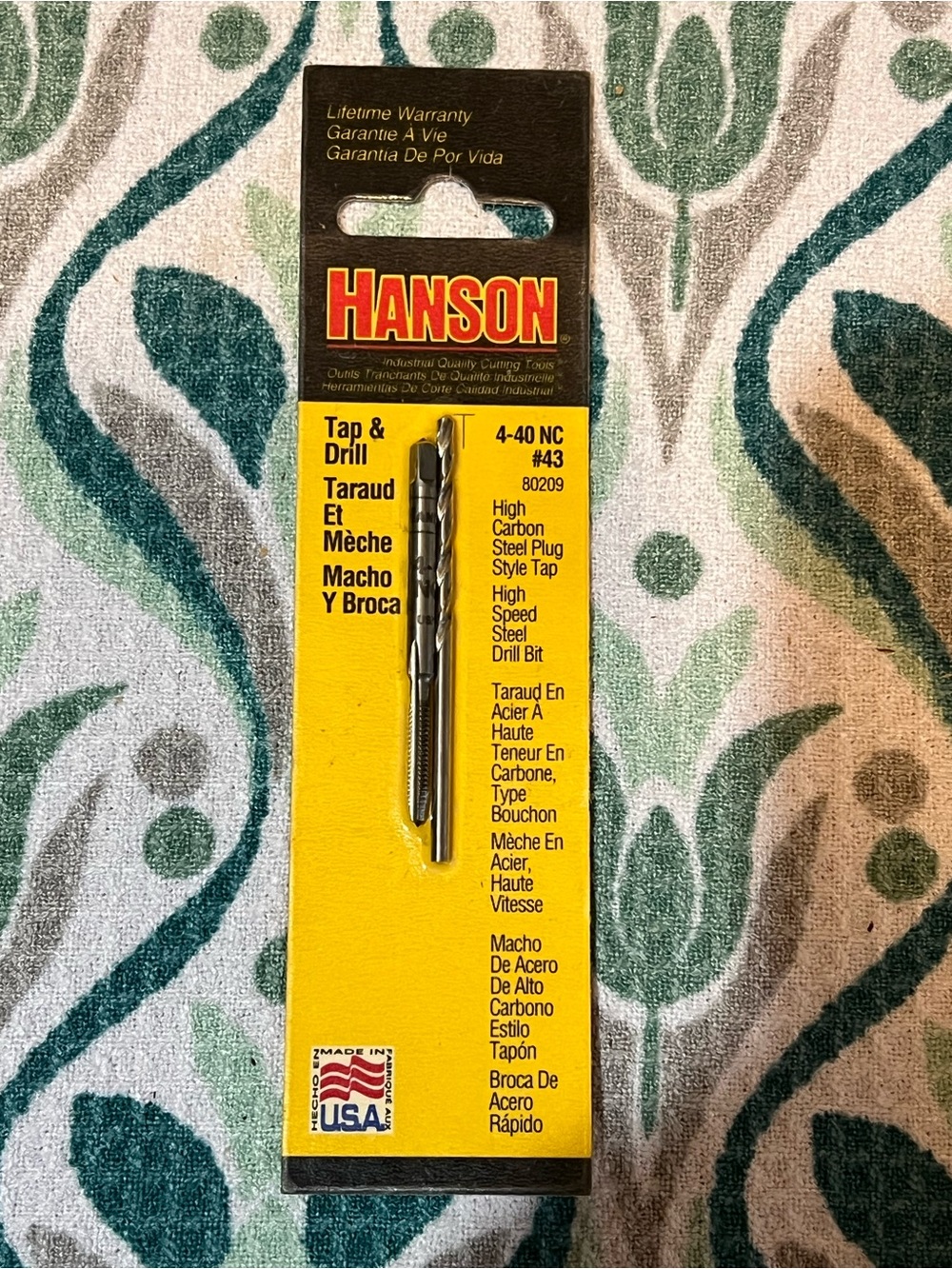 Hanson Tap Drill 4-40 NC #43 - Yellow/Black Pack